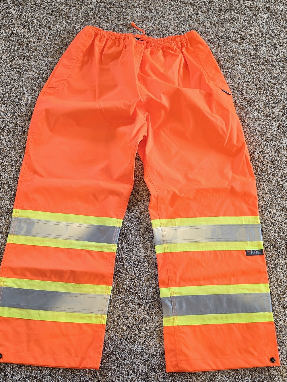 High-Visibility Tough Duck Orange Safety Rain Pants with Reflective Stripes 2XL - Picture 2 of 7
